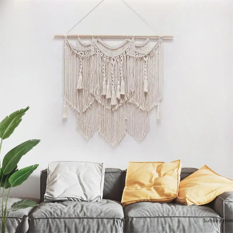 Boho Round Beige Macrame Wall Hanging