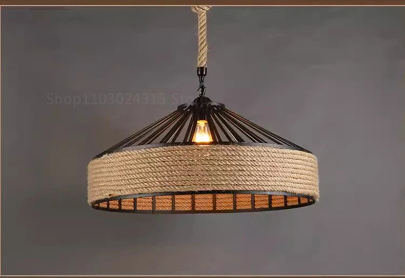 Retro Hemp Rope Pendant Chandelier