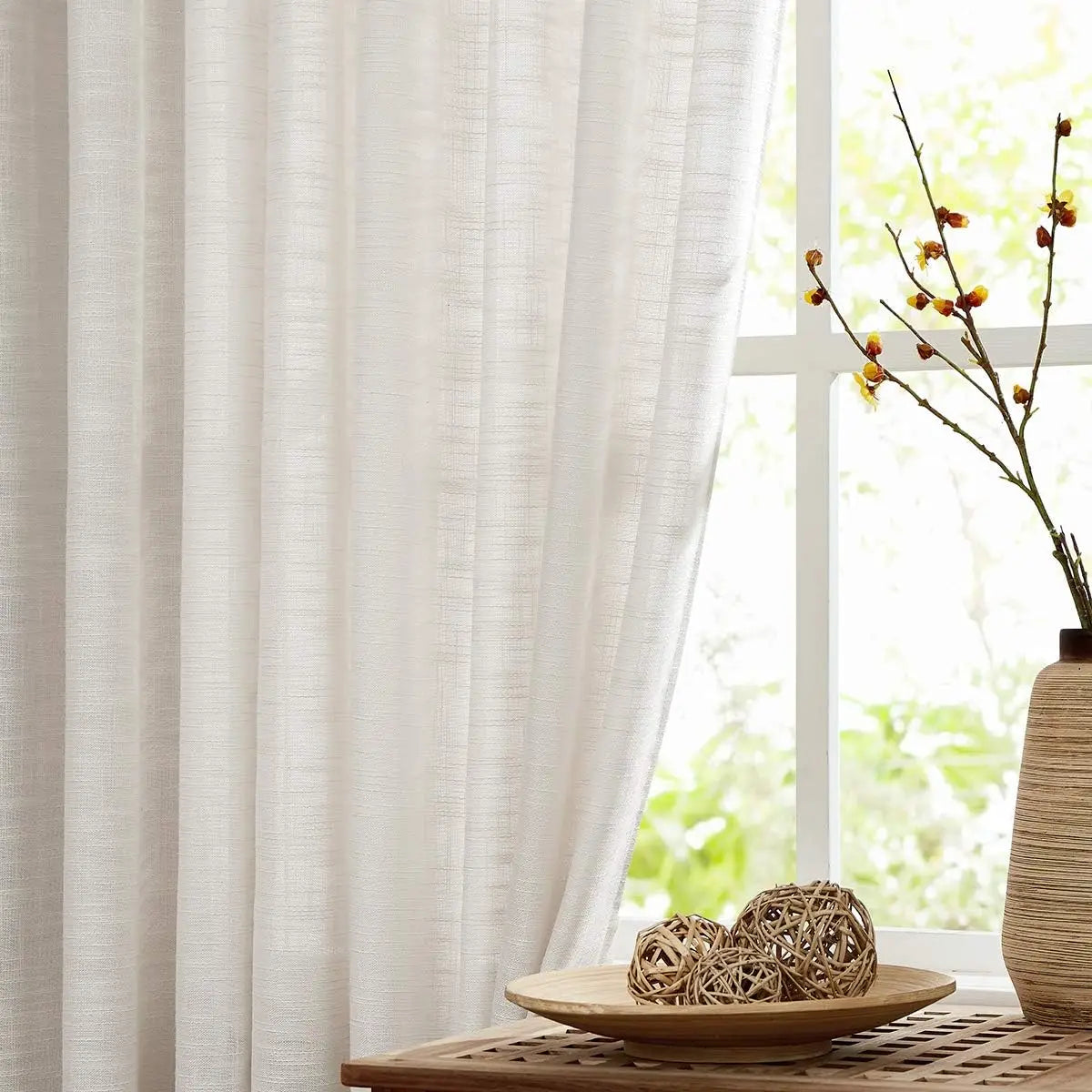 Farmhouse Linen-Blend Semi-Sheer Curtains, 96"