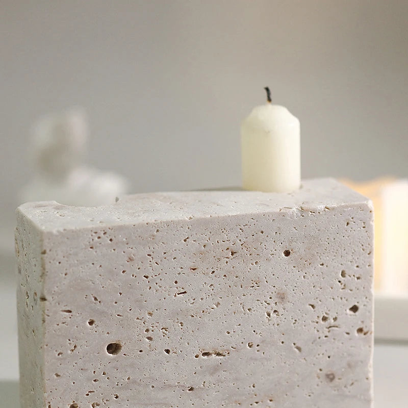 Vintage Travertine Candlestick