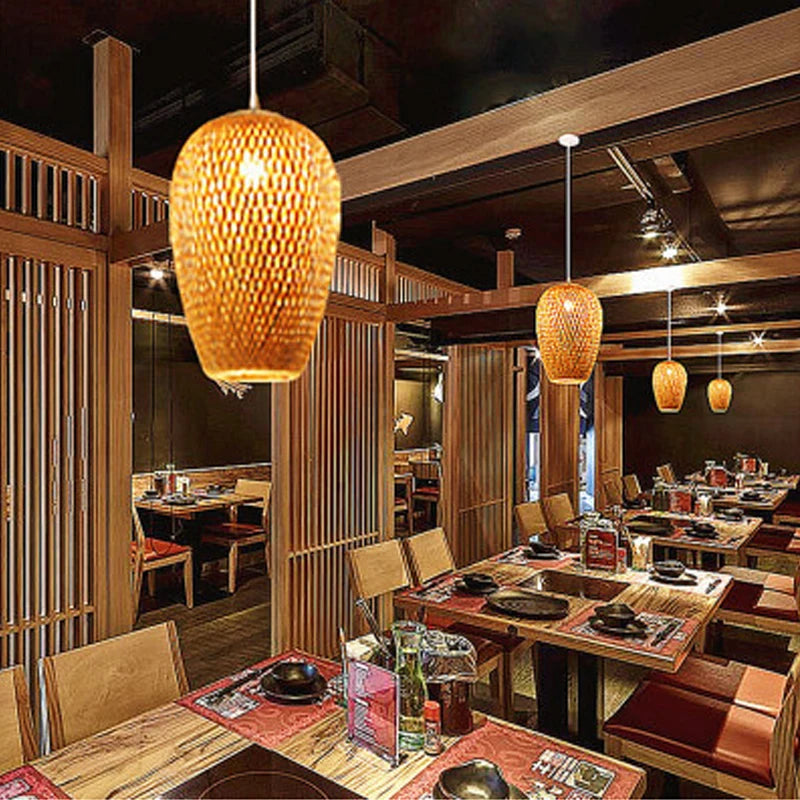 Retro Rattan Pendant Chandelier