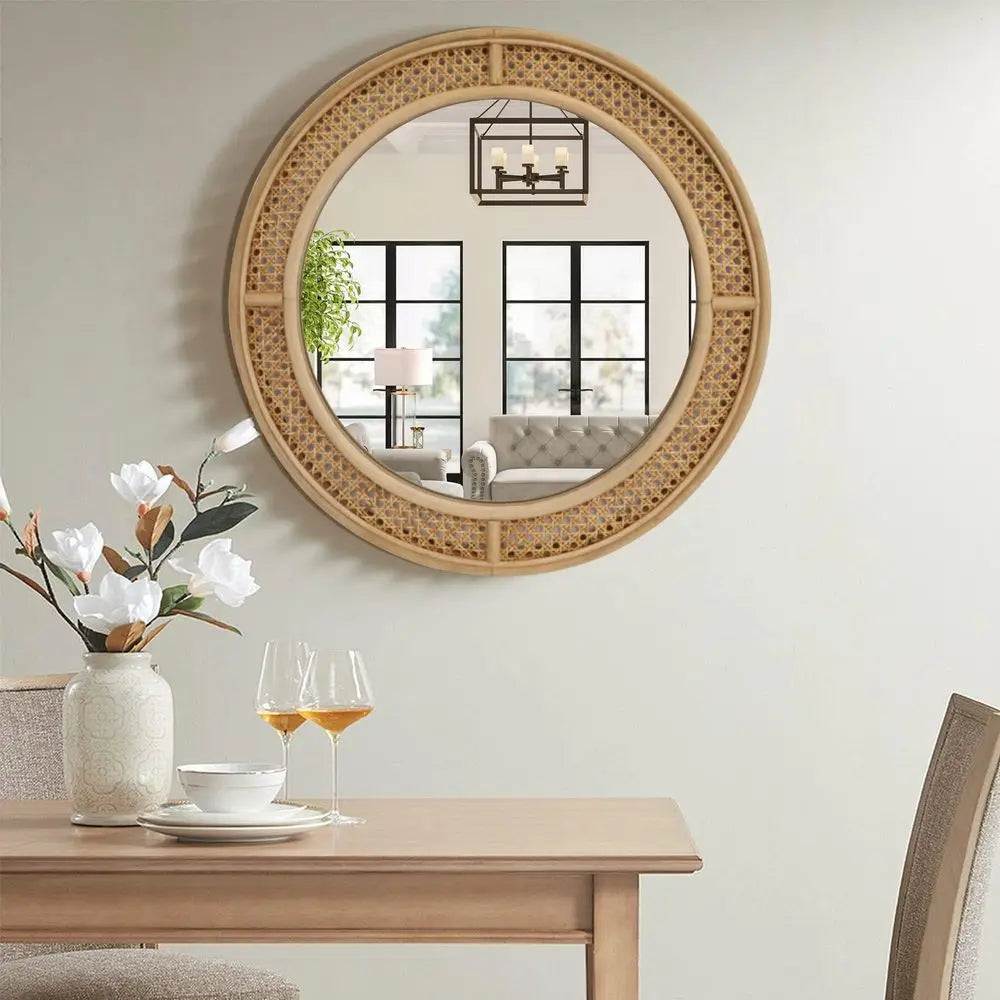 Boho Round Natural Wall Mirror