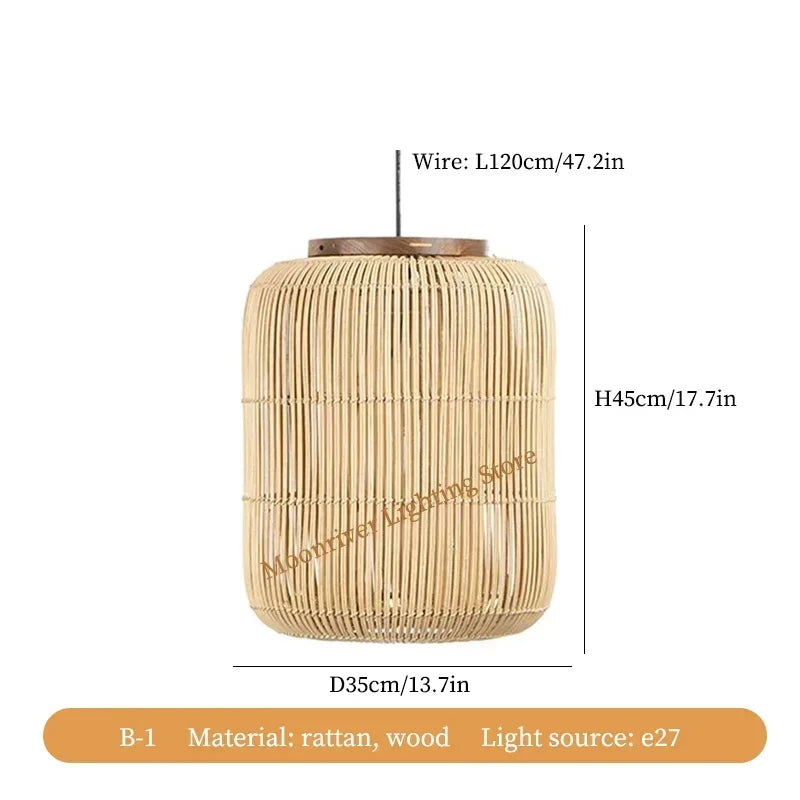 Wabi-Sabi Rattan Arc Pendant Lamp