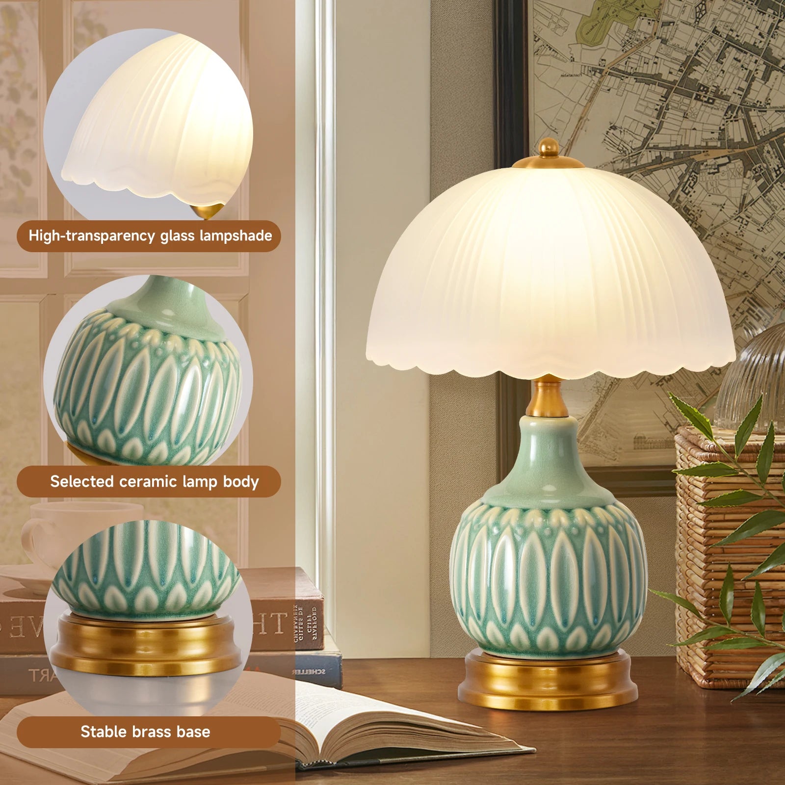 Vintage Gold Ceramic Table Lamp