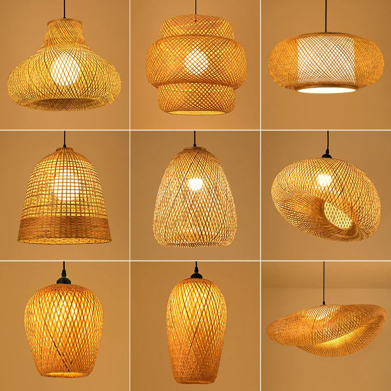 Vintage Rattan Pendant Chandelier