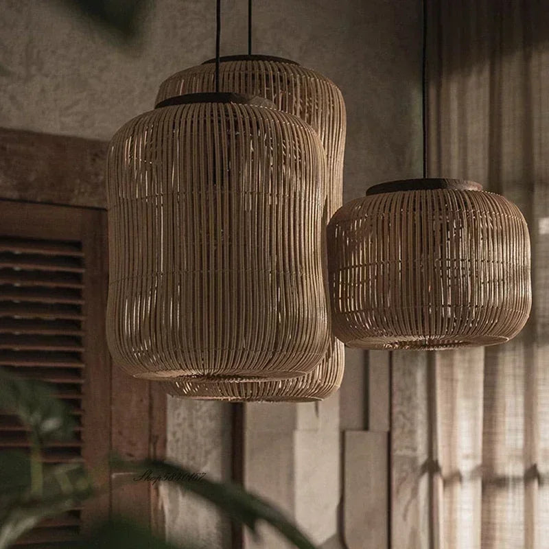 Wabi-Sabi Rattan Arc Pendant Lamp