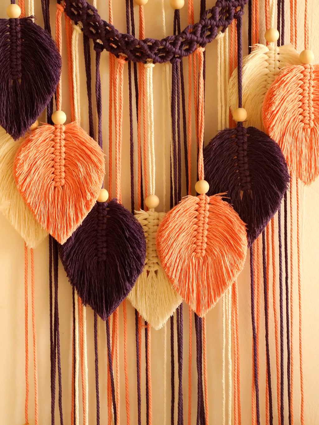 Beaded Leaf Macrame Hanging