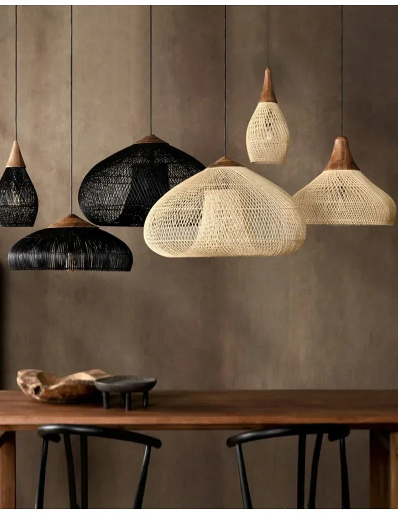 Wabi-Sabi Rattan Pendant Chandelier