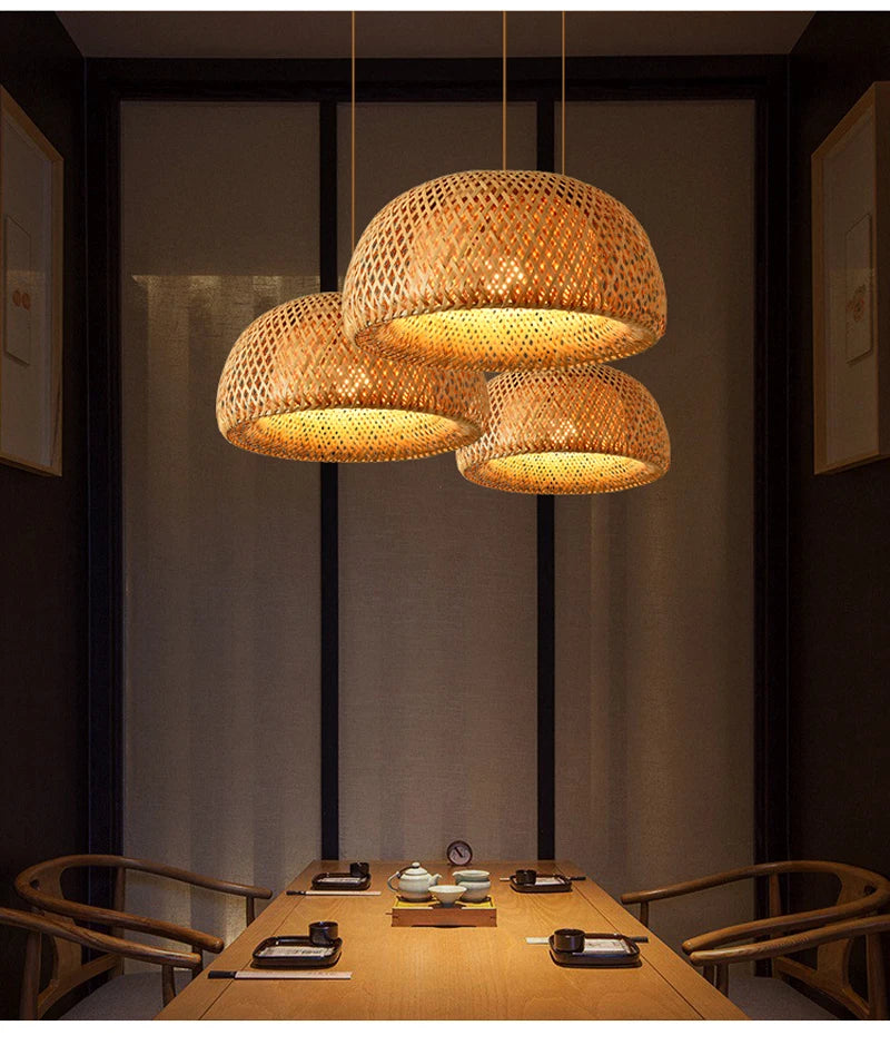 Retro Rattan Pendant Chandelier