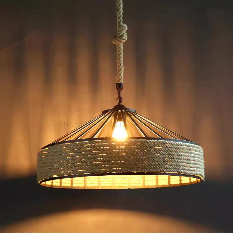 Retro Hemp Rope Pendant Chandelier