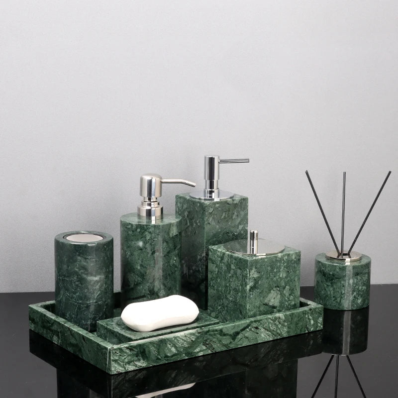 Indian Green Marble Bath Set