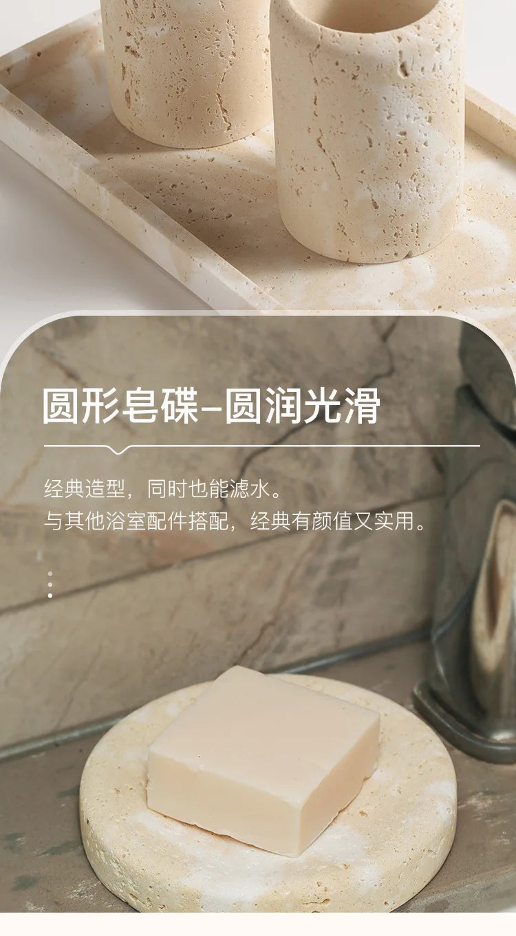 Travertine Bathroom Wash Set