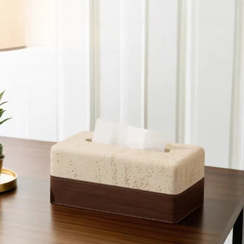 Thickened Travertine Tissue Box