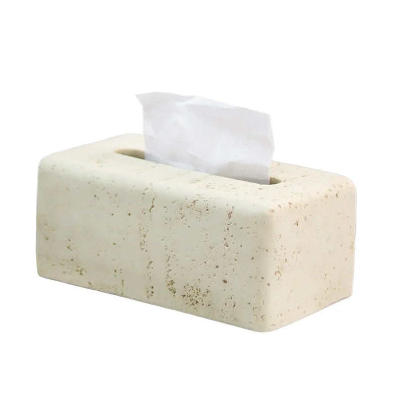 Wabi-Sabi Travertine Tissue Box