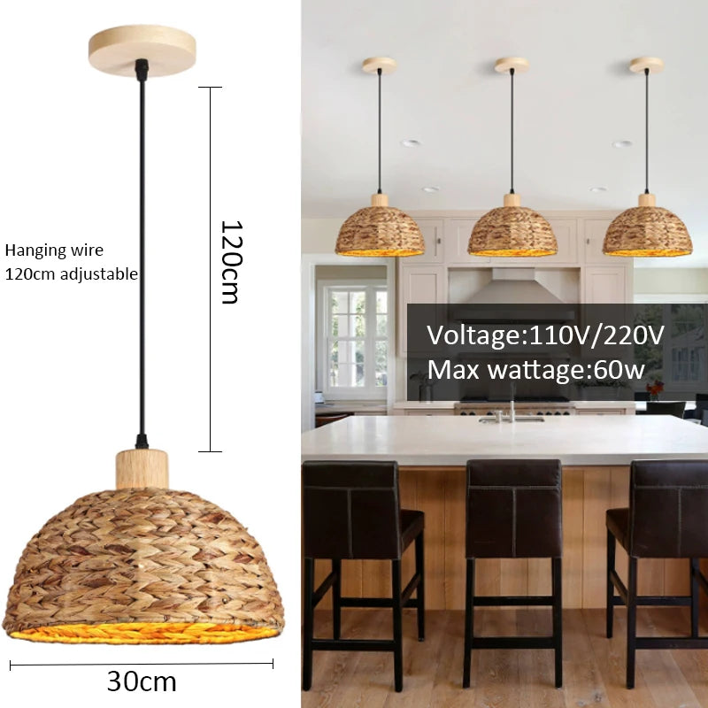 Retro Rattan Pendant Chandelier