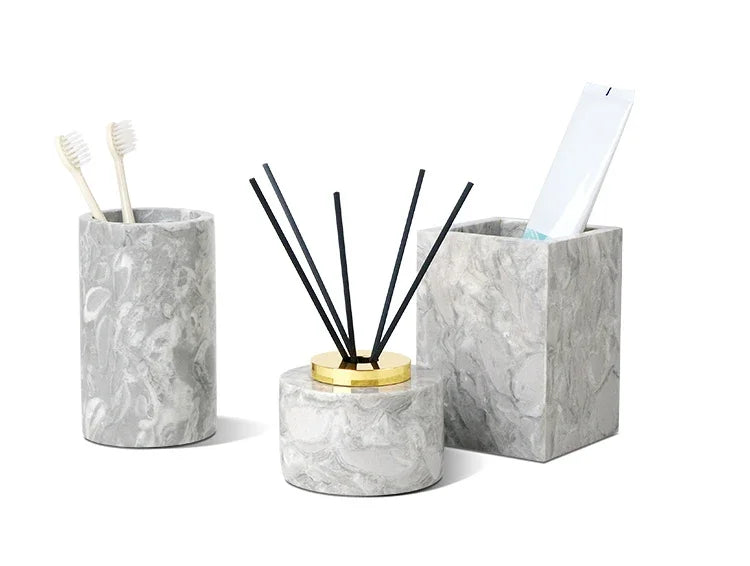 Marble Bathroom Accessory Set