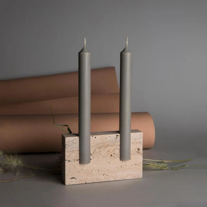 Vintage Travertine Candlestick