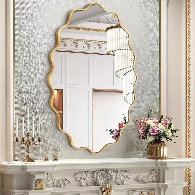 Modern Asymmetrical Gold Wall Mirror