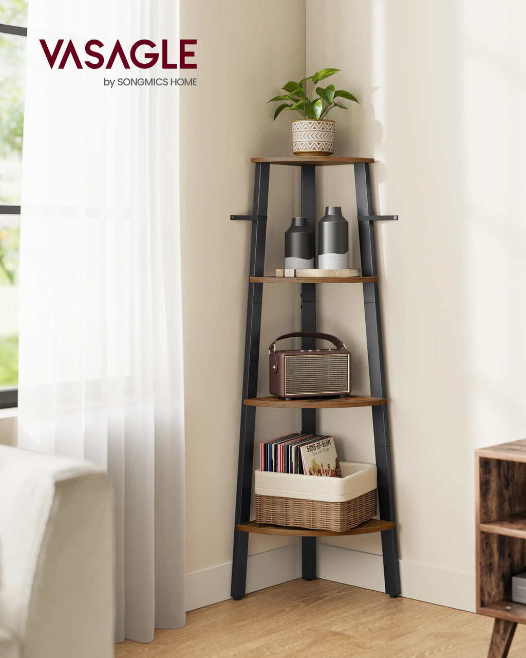 Wood Corner Bookshelf