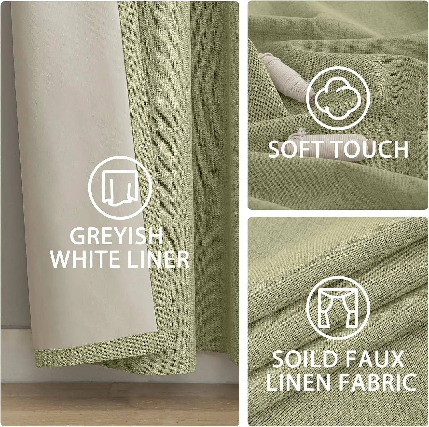 Modern Linen Blackout Curtains, 350cm