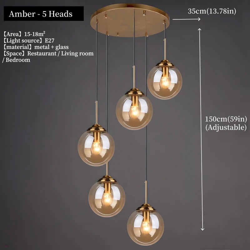 Modern Metal & Glass Chandelier