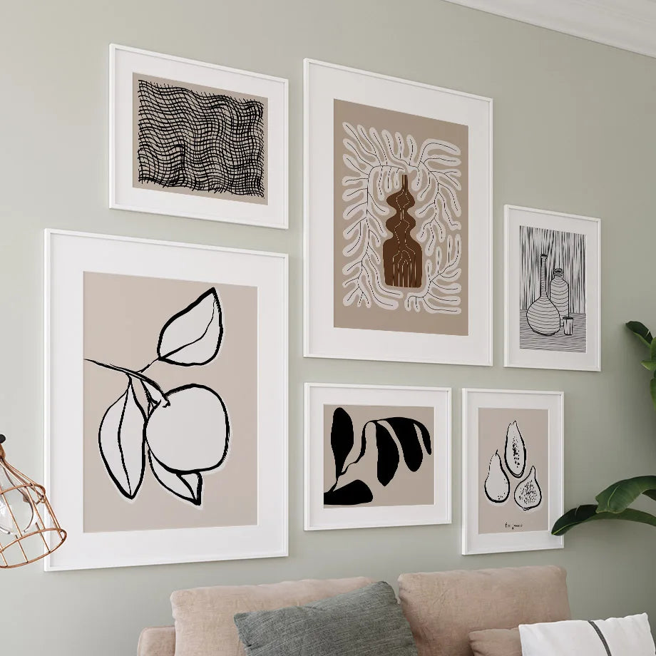 Modern Rectangular Beige Canvas Wall Art
