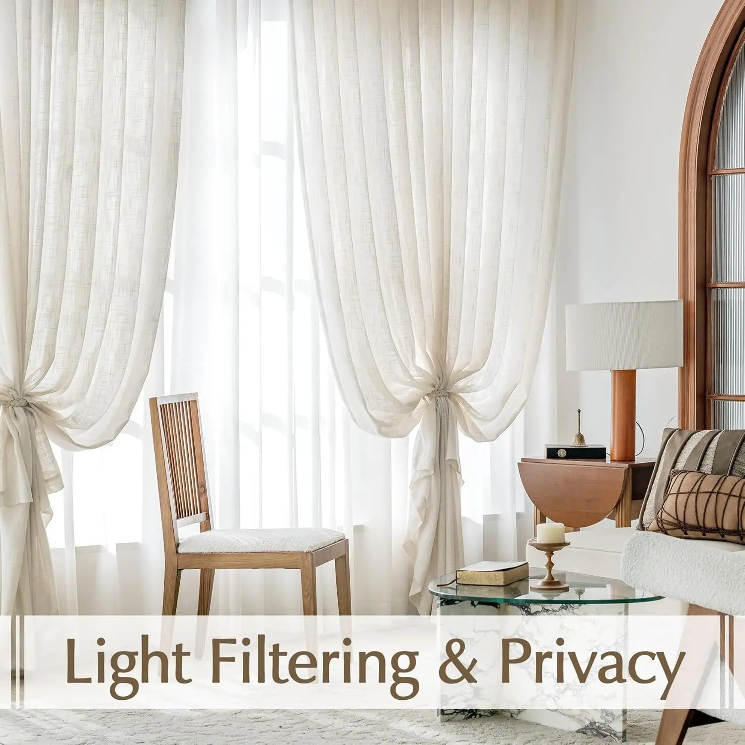 Farmhouse Linen-Blend Semi-Sheer Curtains, 96"