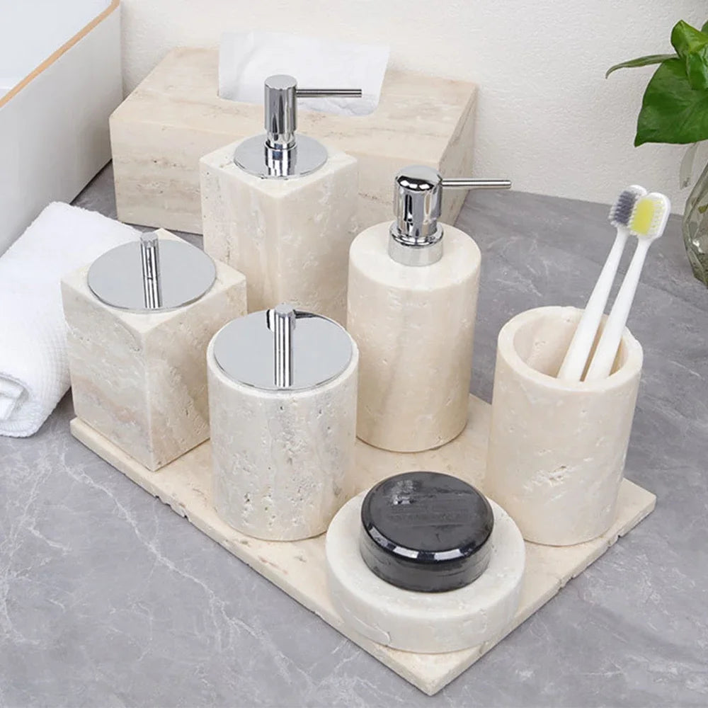 Beige Travertine Vanity Set
