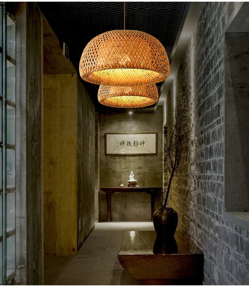 Retro Rattan Pendant Chandelier