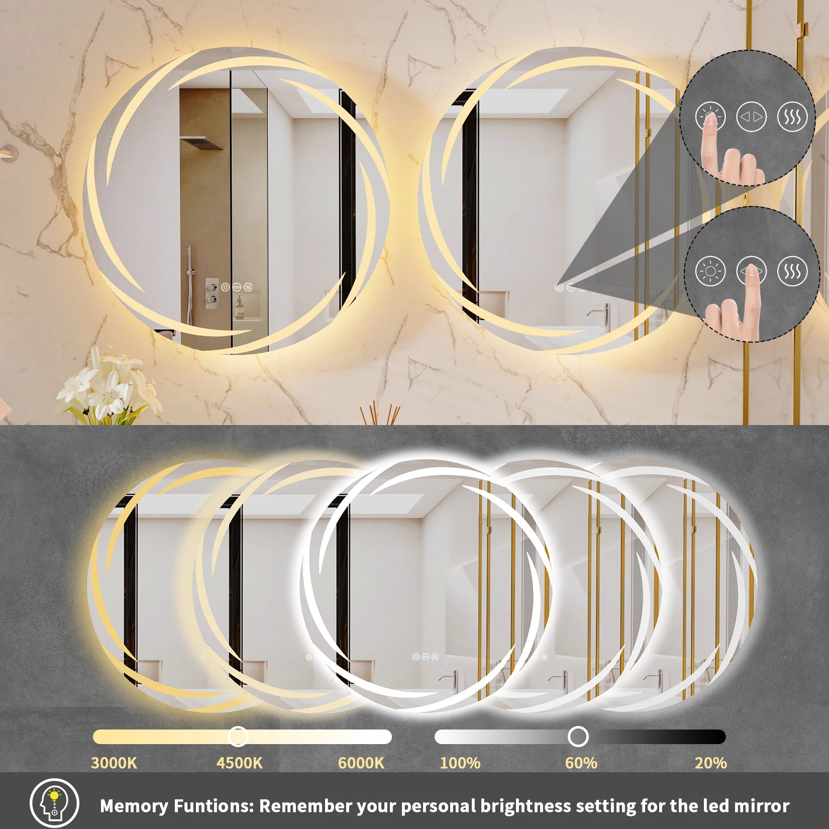 Round Backlit LED Mirror