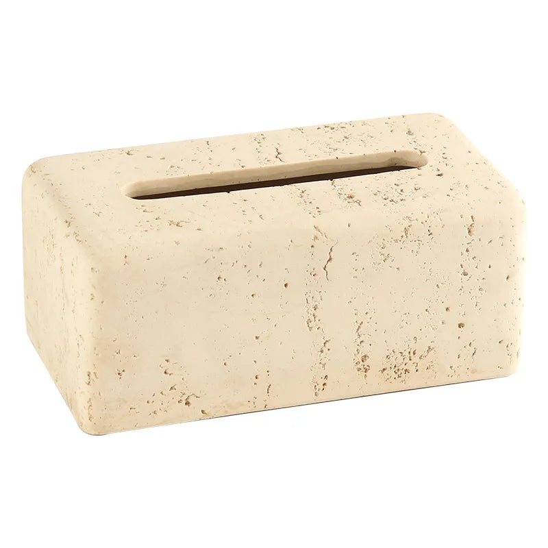 Wabi-Sabi Travertine Tissue Box