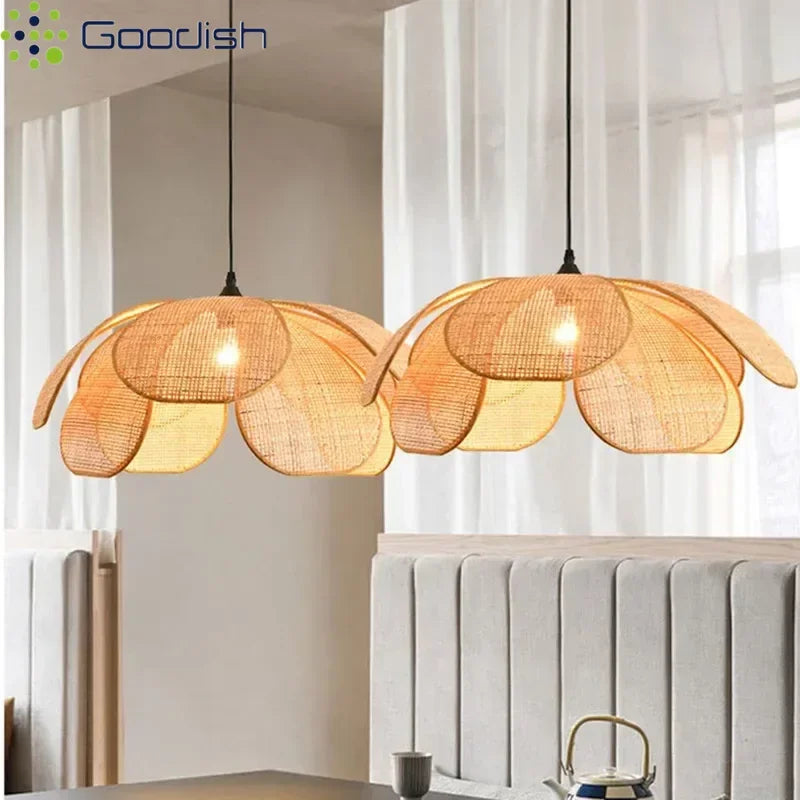 Wabi-Sabi Rattan Pendant Chandelier