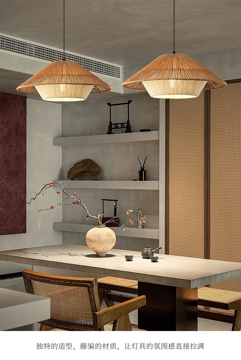 Retro Rattan Pendant Chandelier