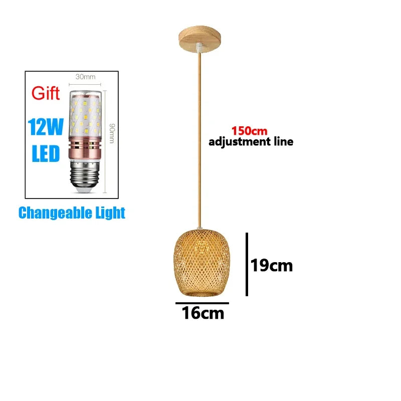 Retro Rattan Pendant Chandelier