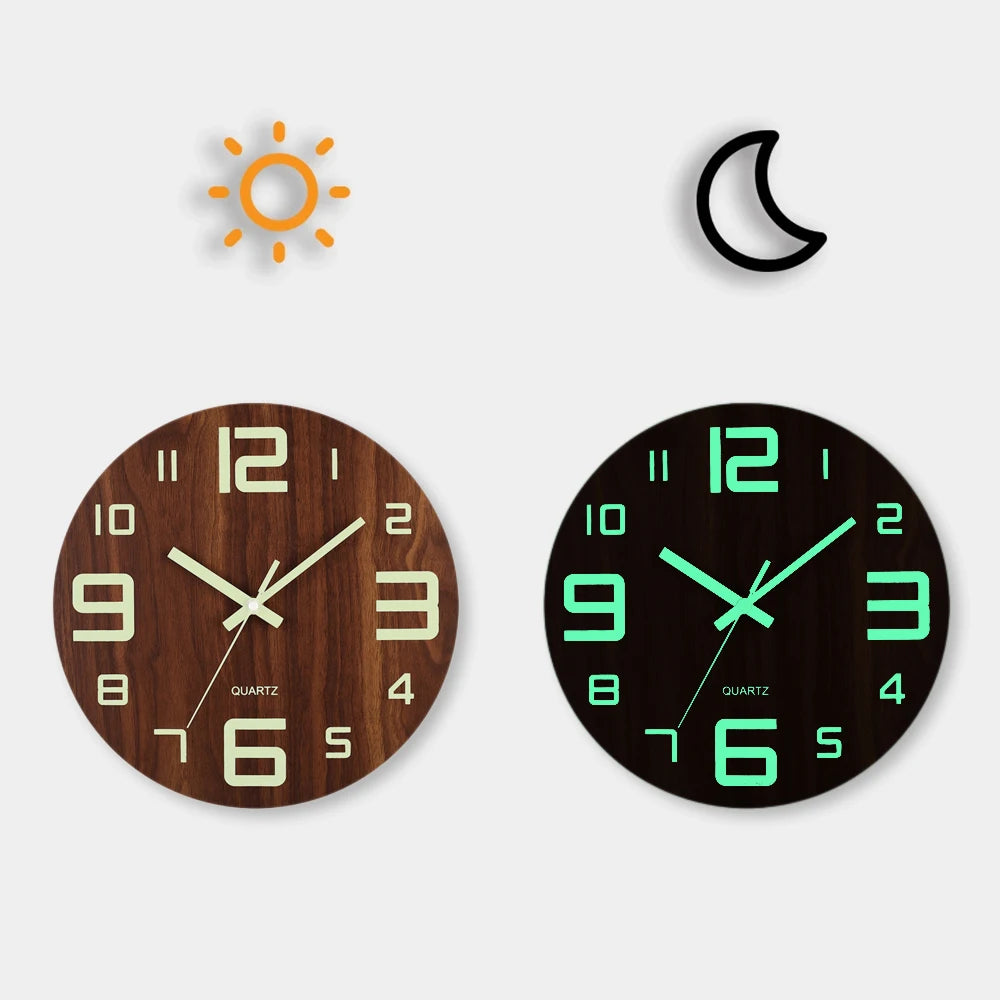 Luminous Wood Wall Clock