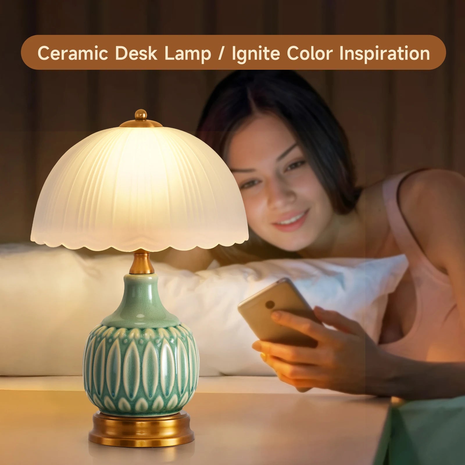 Vintage Gold Ceramic Table Lamp