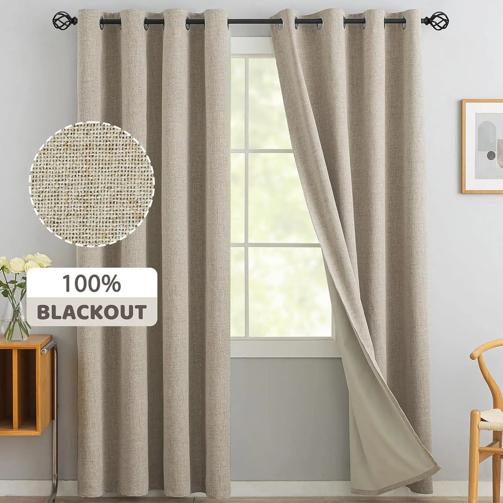 Modern Linen Blackout Curtains, 350cm
