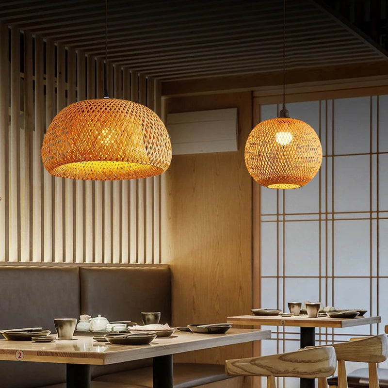 Vintage Rattan Pendant Chandelier