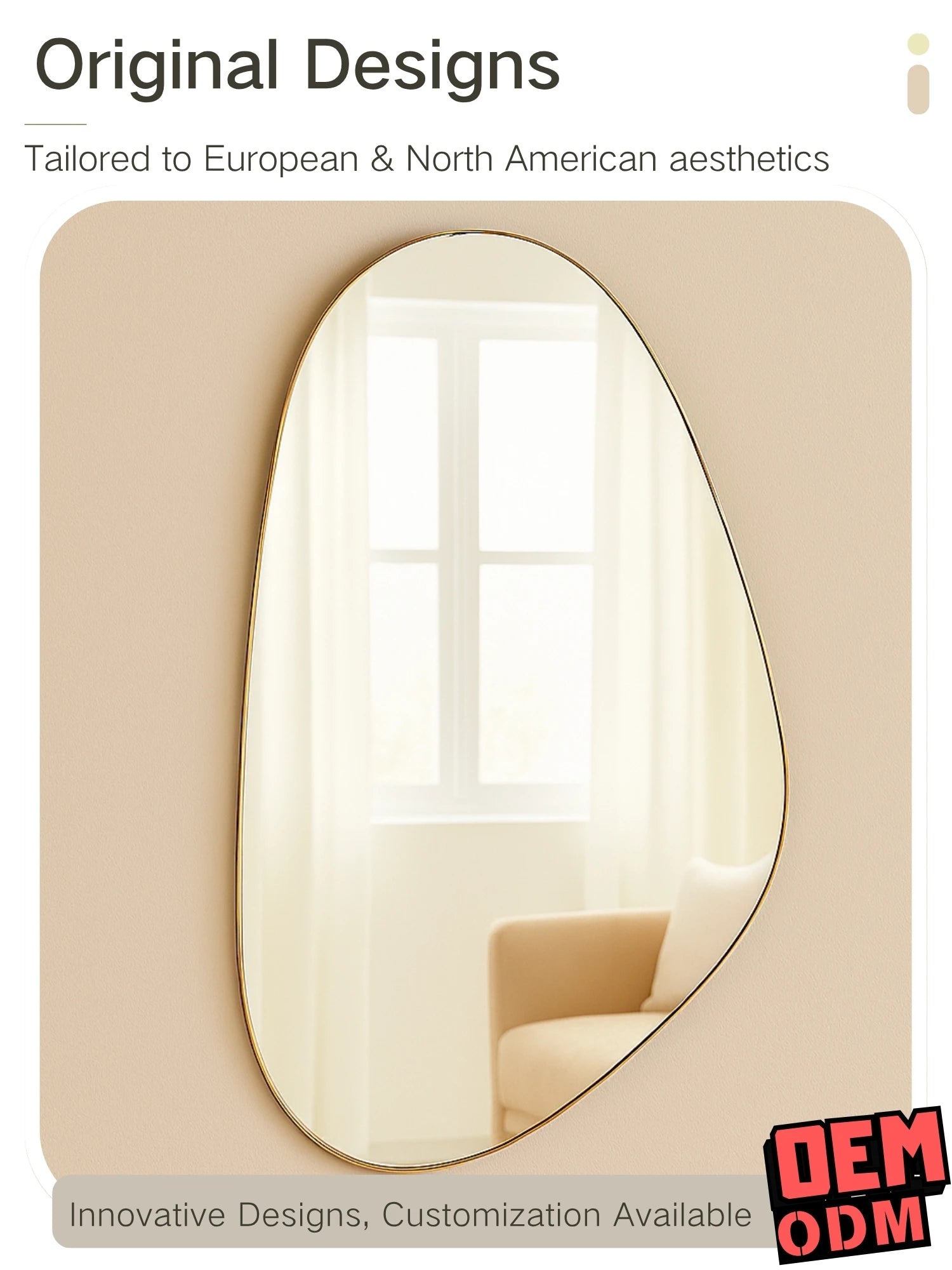Art Deco Irregular Gold Wall Mirror