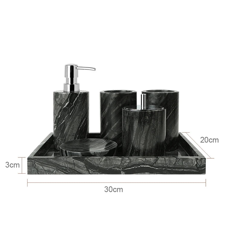 Black Marble Bath Accessory Set