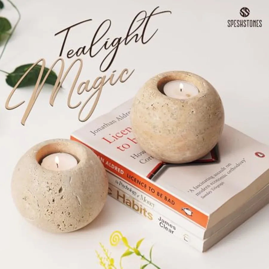 Travertine Tealight Holder (Set)