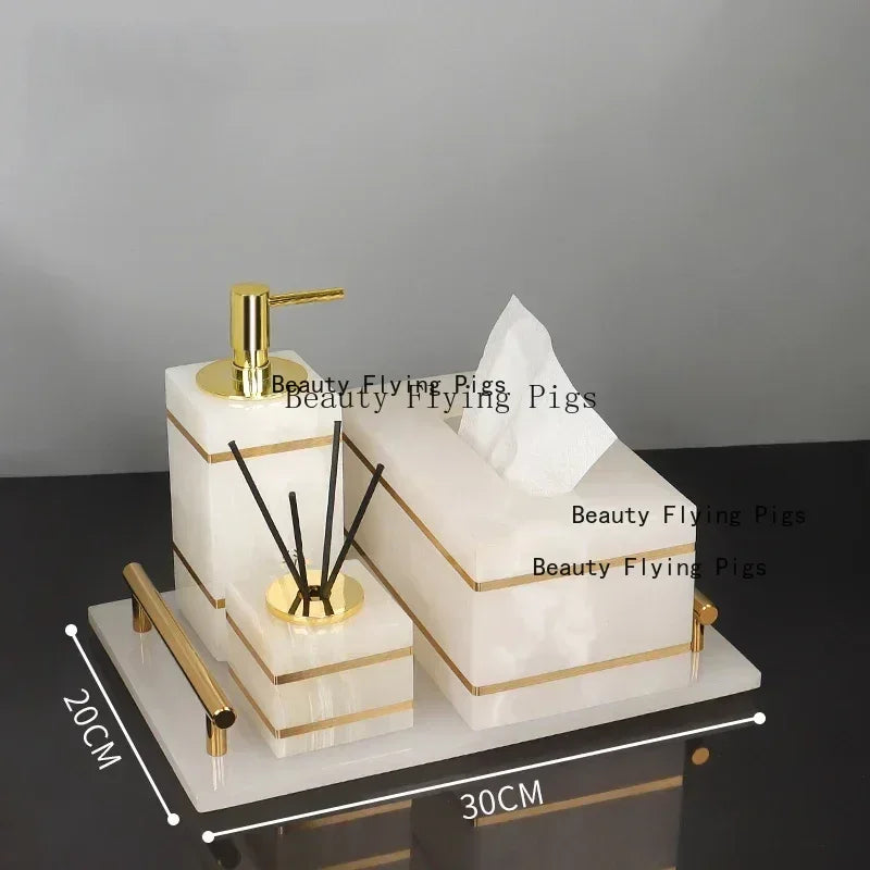 Marble & Gold Bathroom Set