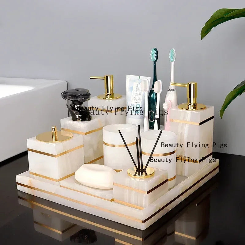Marble & Gold Bathroom Set