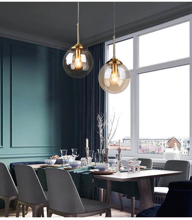 Modern Metal & Glass Chandelier