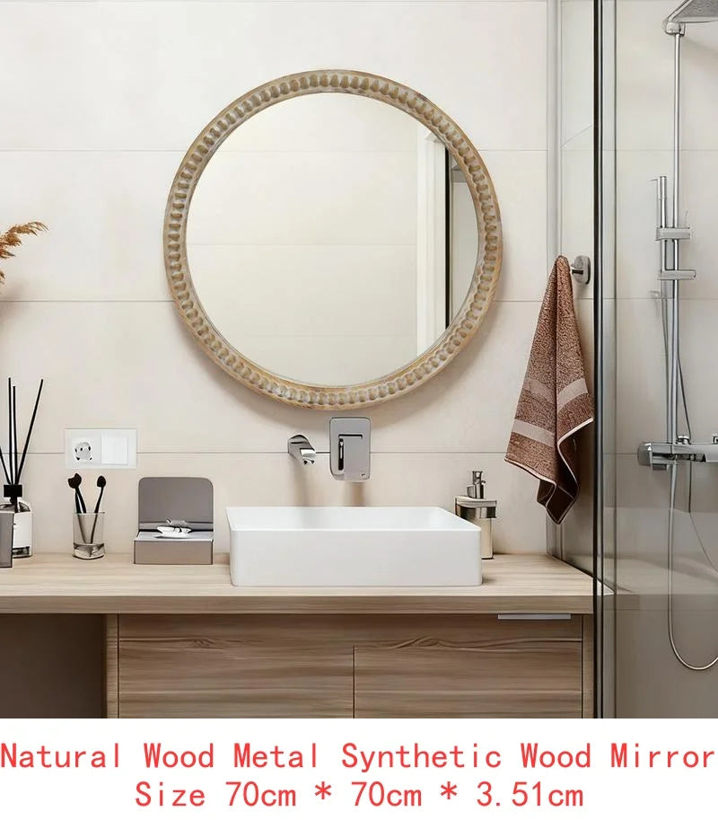 Farmhouse Round Natural Wall Mirror