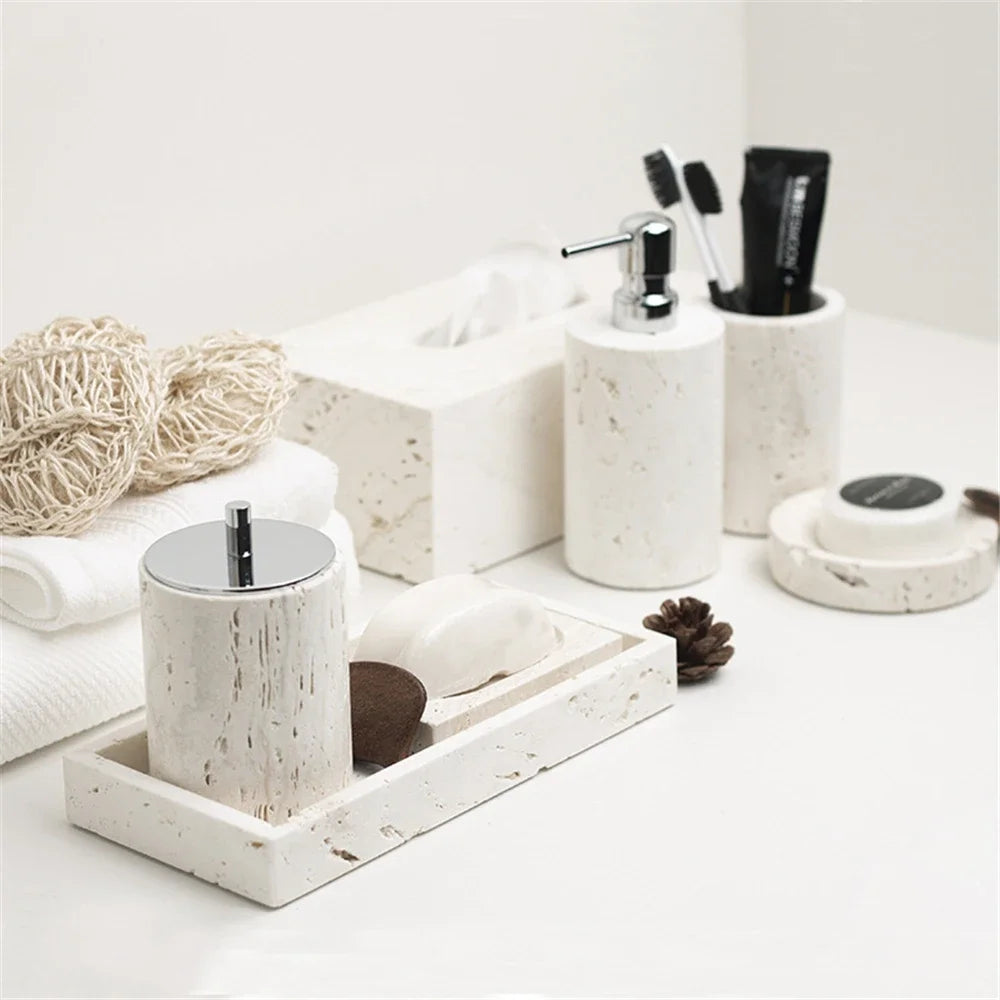 Beige Travertine Vanity Set