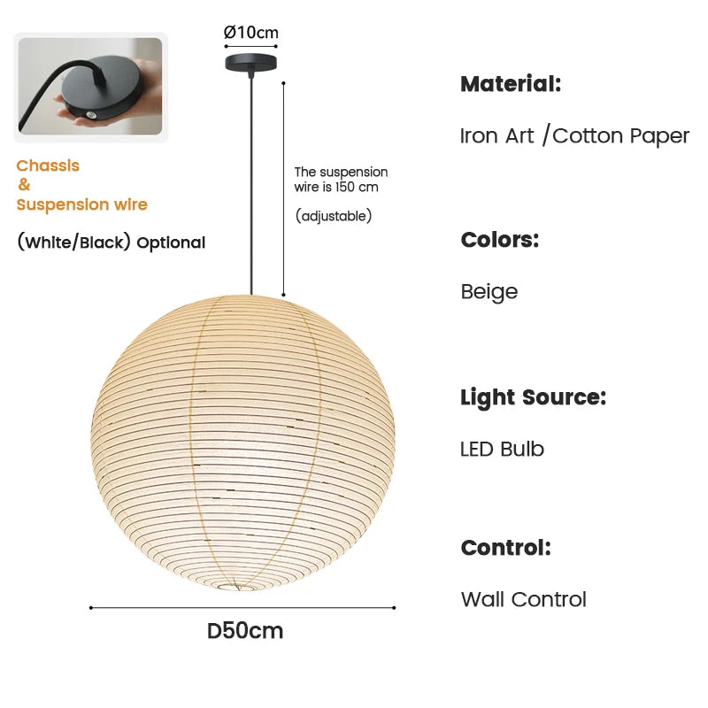 Wabi-Sabi Paper Pendant Chandelier