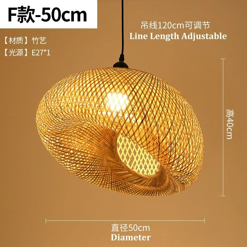Retro Rattan Pendant Chandelier