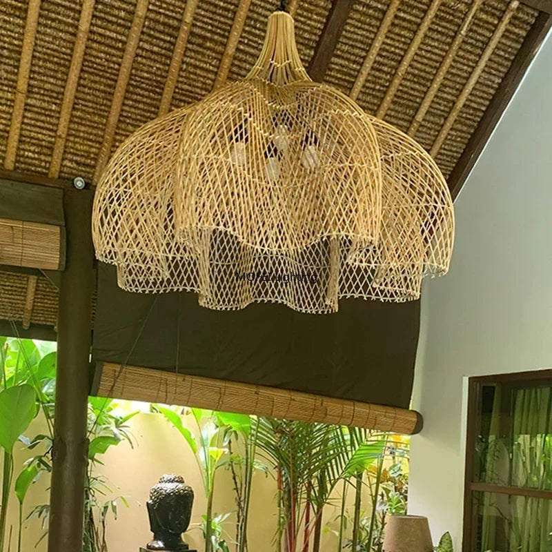 Wabi-Sabi Rattan Pendant Chandelier