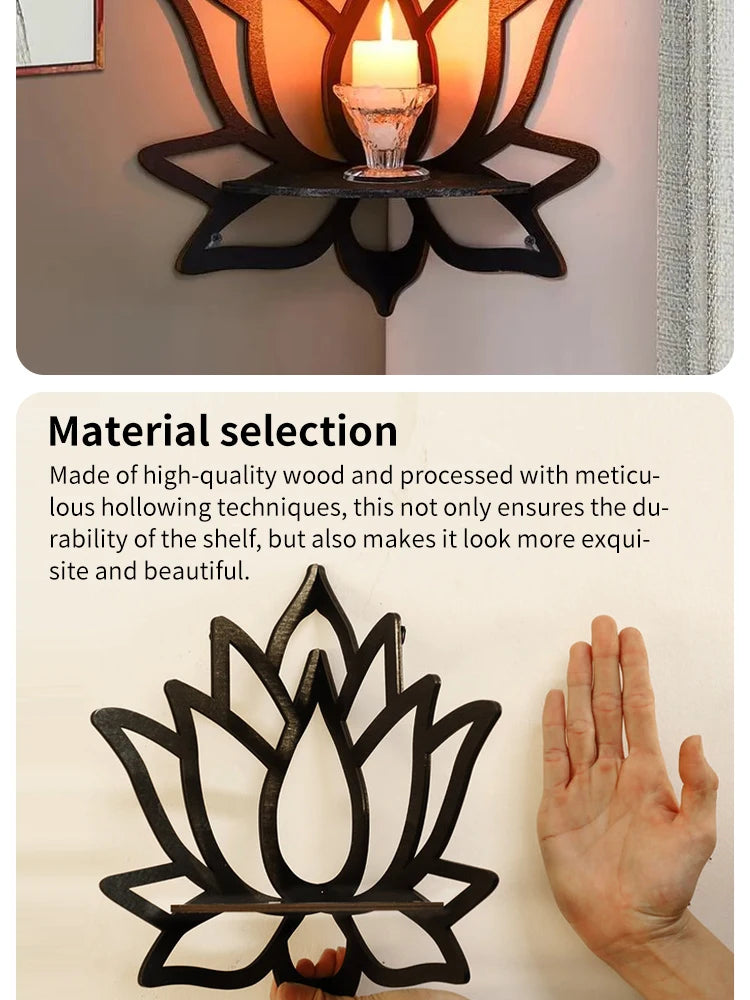 Lotus Wooden Corner Shelf